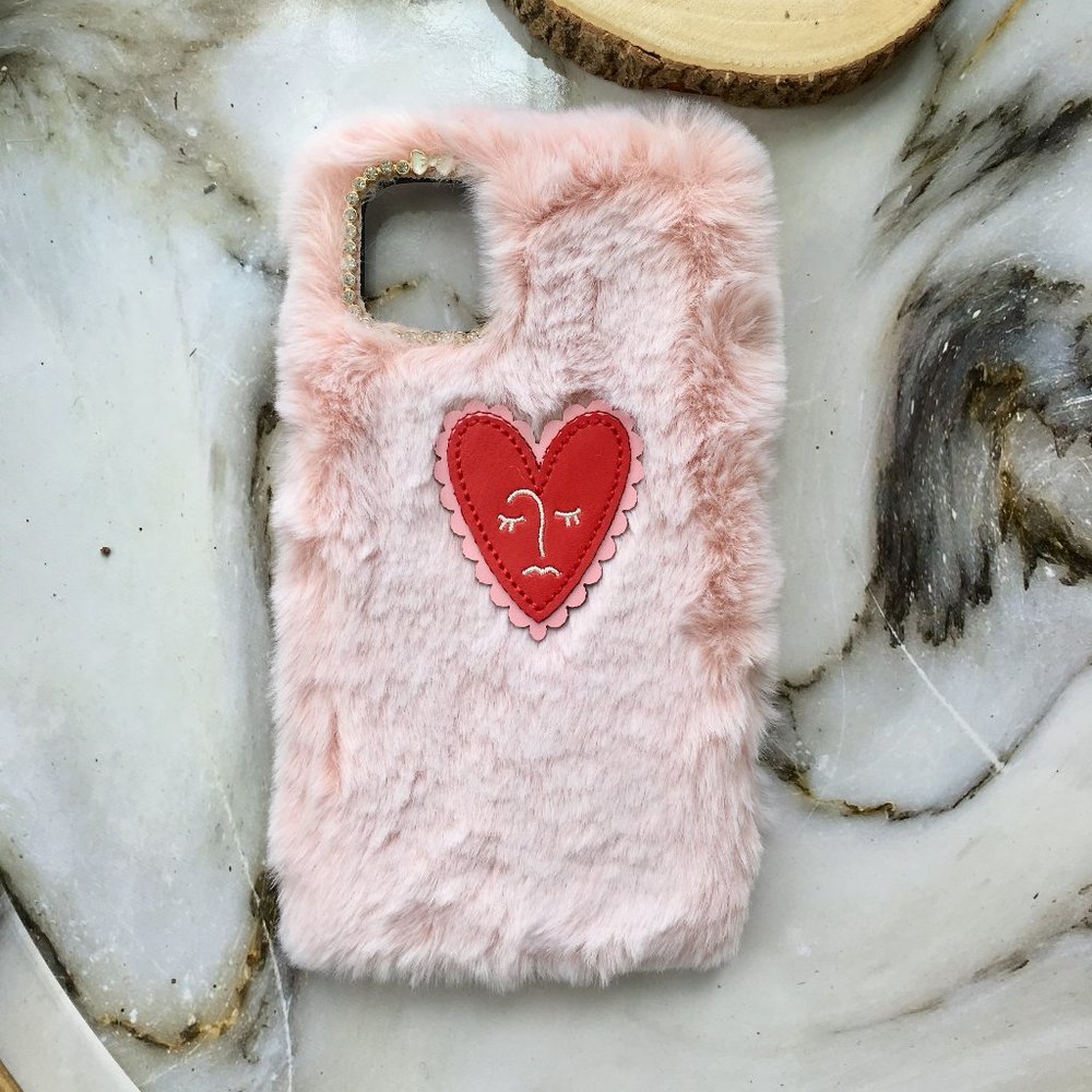 ⭐️Pink Fuzzy Heart iPhone 11 Pro Max Case